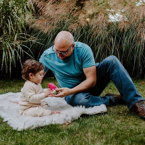 (3/$25) Hand Crochet Friendly Watermelon Wedge Rattle for Babies Organic Cotton - Picture 4 of 4